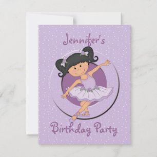 Niedliche Lilac Ballerina Geburtstagsparty Einladung