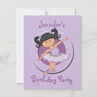 Niedliche Lilac Ballerina Geburtstagsparty Einladung