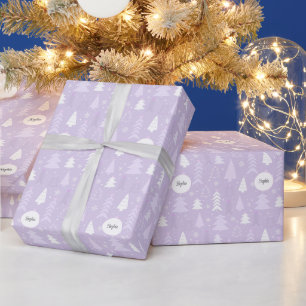 Niedliche Lilac-Weihnachtsbäume Personalisiert Geschenkpapier