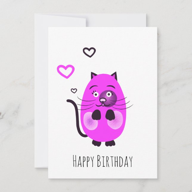Niedliche Lilatkatze Feiertagskarte (Vorderseite)
