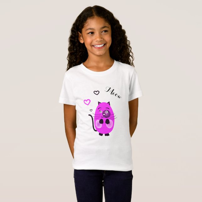 Niedliche Lilatkatze T-Shirt (Vorne ganz)