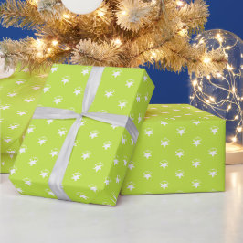Niedliche Limettengrün, weiße Schneeflocken Schnee Geschenkpapier