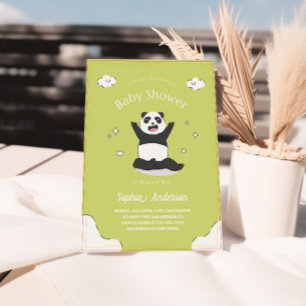 Niedliche Limone Panda Baby Dusche - bestellbare B Einladung