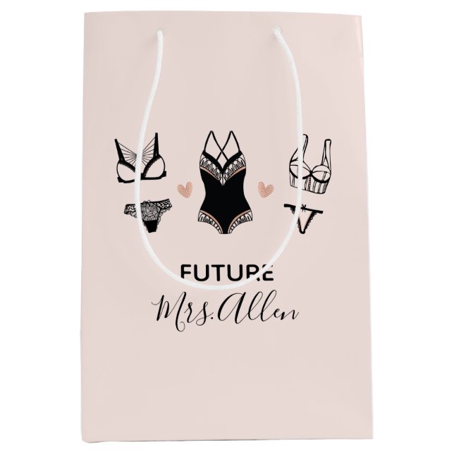 Niedliche Lingerie Brautparty Geschenktasche Mittlere Geschenktüte (Vorderseite)