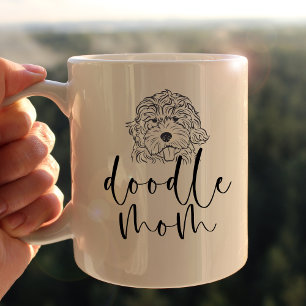 Niedliche Linie Art Doodle Mama Schwarz/Weiß Kaffeetasse