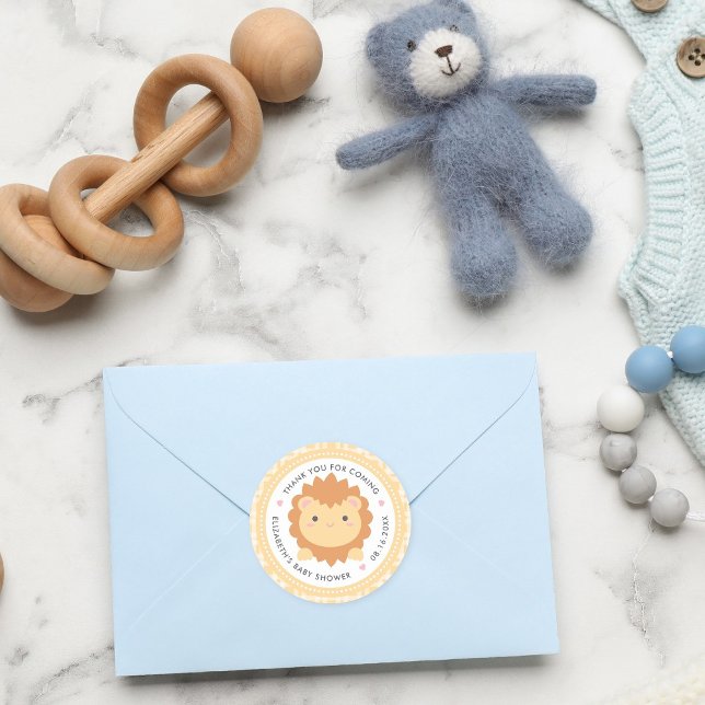 Niedliche Lion Cub Gender Neutral Baby Duwer Gefal Runder Aufkleber (Von Creator hochgeladen)