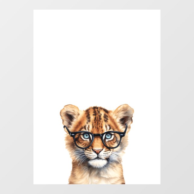 Niedliche Lion Cub Tragebrille Fensteraufkleber (Blatt)