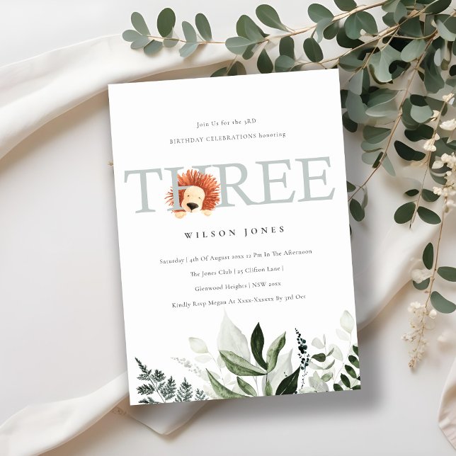 Niedliche Lion Foliage 3. Geburtstagsparty Dankeskarte (Von Creator hochgeladen)