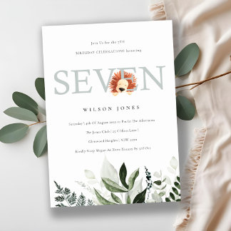 Niedliche Lion Foliage 7. Geburtstagsparty Dankeskarte