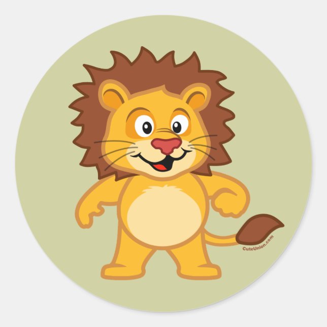 Niedliche Lion Runder Aufkleber (Vorderseite)