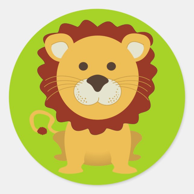 Niedliche Lion Runder Aufkleber (Vorderseite)