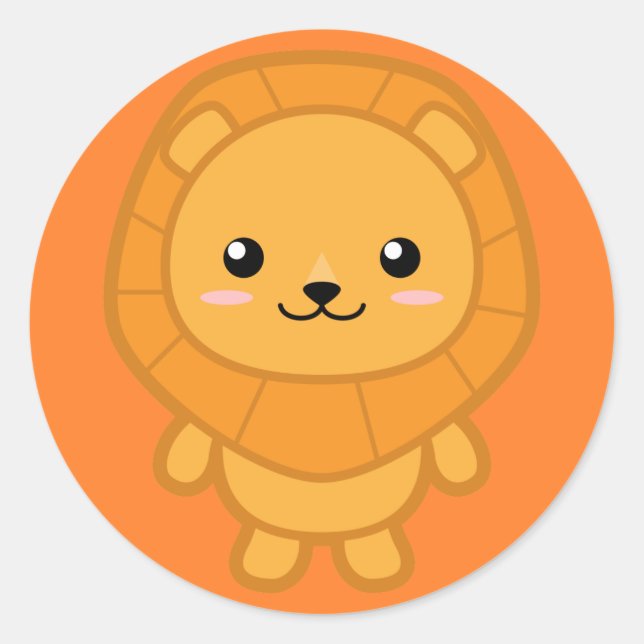 Niedliche Lion Runder Aufkleber (Vorderseite)