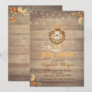 Niedliche Lion String Lights, Wood Texture Baby Du Einladung