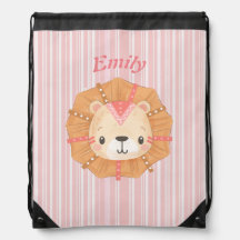 Niedliche Lion und Monogramm auf rosa, gelb gestri