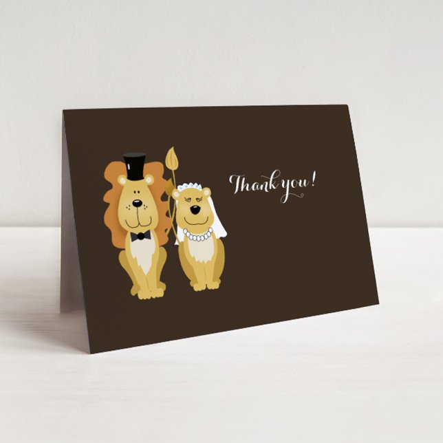 Niedliche Lion Wedding Couple Danke-Card Dankeskarte (Von Creator hochgeladen)