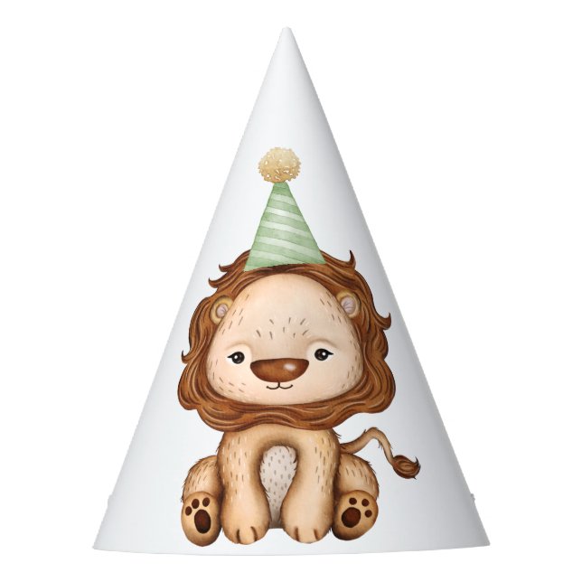Niedliche Lion Wild One Jungle Animal Birthday Boy Partyhütchen (Vorderseite)