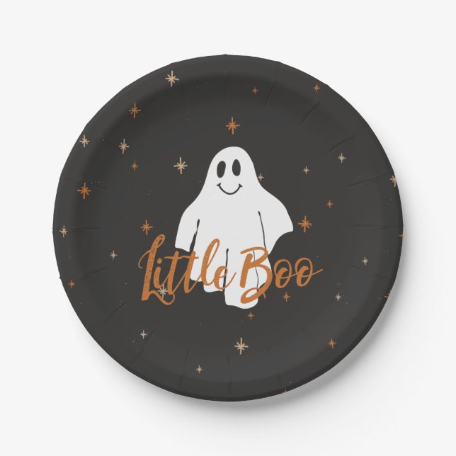Niedliche Little Boo Halloween Baby Shooting Paper Pappteller (Vorderseite)