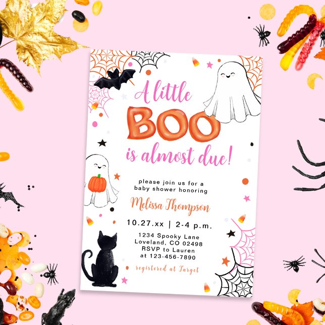 Niedliche LIttle Boo Halloween Girl Babydusche Einladung (Von Creator hochgeladen)