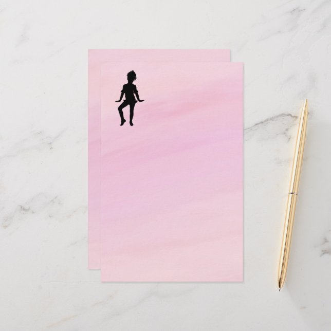 Niedliche Little Dancer Doppelseide Stationery Briefpapier (Vorderseite/Rückseite Beispiel)