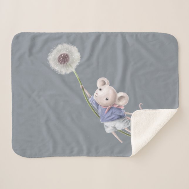 Niedliche Little Mouse Floating Dandelion Fluff Sherpadecke (Vorderseite (Horizontal))
