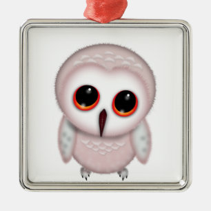 Niedliche Little Owl Illustration Silbernes Ornament
