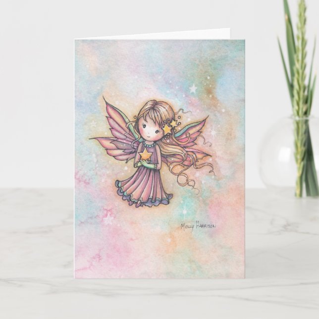 Niedliche Little Star Fee Aquarelle Kunst Karte (Vorderseite)