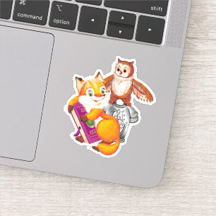 Niedliche Litze Fox und Owl Aufkleber