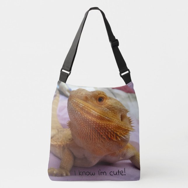 Niedliche Lizard Up Nahes Foto Print Tragetaschen Mit Langen Trägern (Vorderseite)