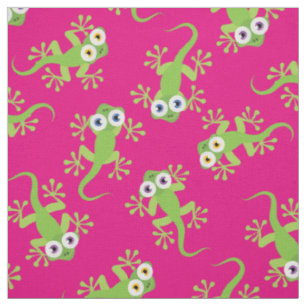 Niedliche Lizards Kids Gecko Cartoon Pink Girls Stoff