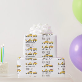 Niedliche LKWs Bau-LKWs Individuelle Name Geschenkpapier
