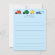 Niedliche LKWs Boy's Flat Stationary Cards