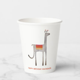 Niedliche Llama Alpaca Individuelle Name Geburtsta Pappbecher