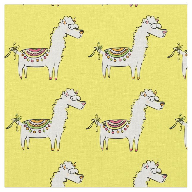 Niedliche Llama-Cartoon Stoff (Nahaufnahme)