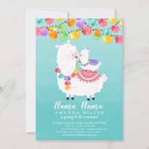 Niedliche Llama Mama Babydusche Einladung