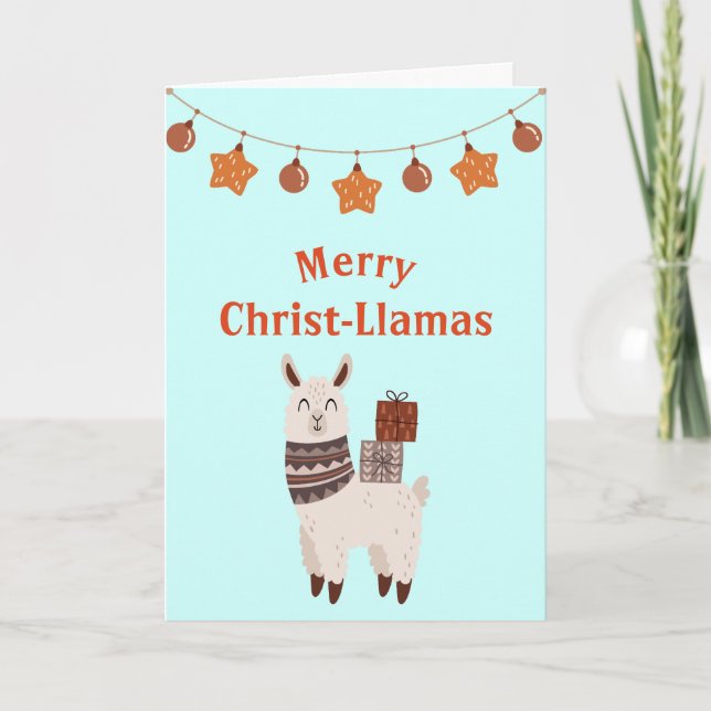 Niedliche Llama Weihnachtskarte Feiertagskarte (Vorderseite)
