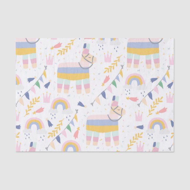 Niedliche Llamas und Rainbows Kinderdusche Seidenpapier (Vorderseite)