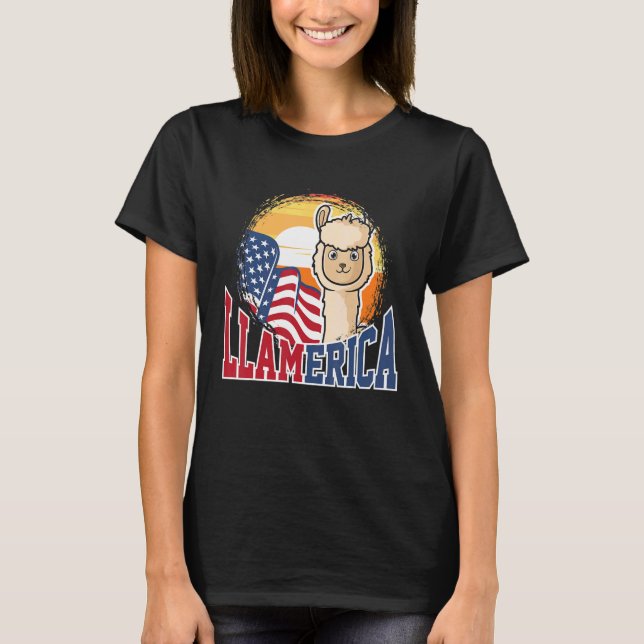 Niedliche Llamerica Patriotic für Männer Frauen Am T-Shirt (Vorderseite)
