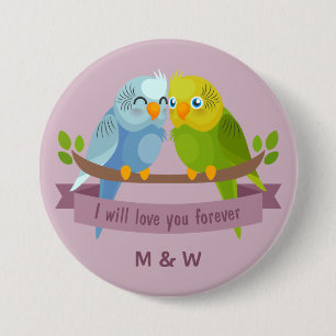 Niedliche Love Birds benutzerdefinierte Monogramm- Button
