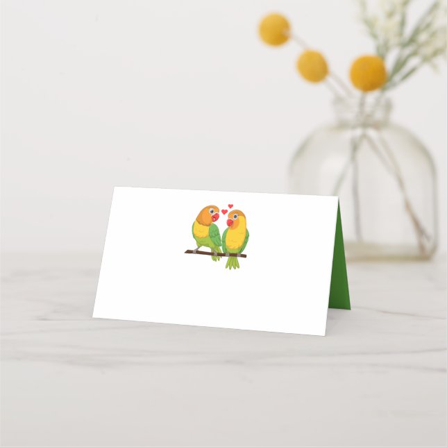 Niedliche Lovebirds Grün Danke, dass ihr Vögel Hoc Platzkarte (Vorderseite)