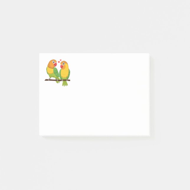 Niedliche Lovebirds Grüne Gelbe Liebesvögel Post-it Klebezettel (Vorderseite)