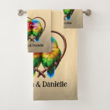 Niedliche Lovebirds Kuddeln in einem herzförmigen