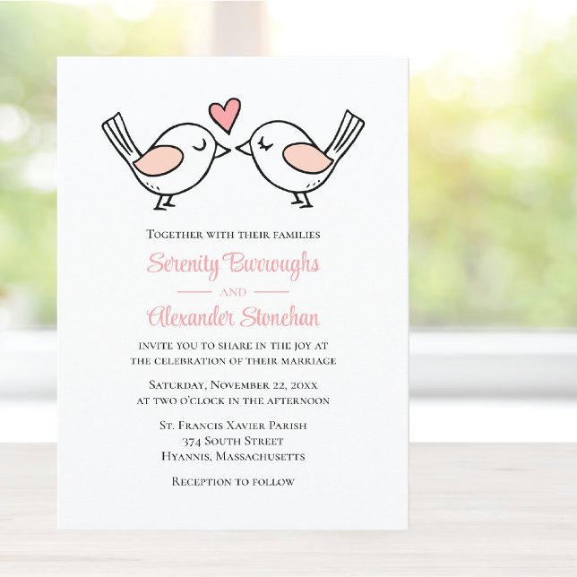 Niedliche Lovebirds Naturliebhaber Rosa Liebesvöge Einladung (Von Creator hochgeladen)