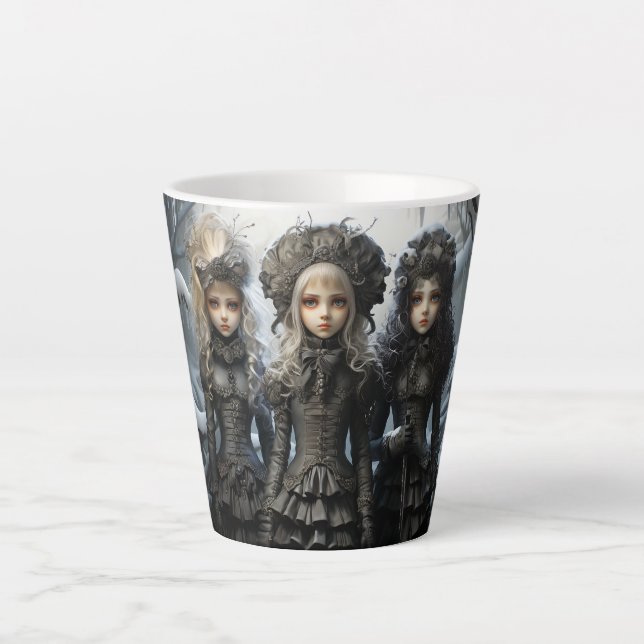 Niedliche Lowbrow Girl Latte Cup Milchtasse (Vorderseite)