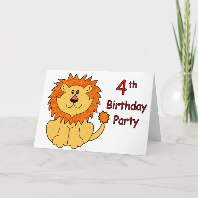 Niedliche Löwe 4. Geburtstag Karte (Vorderseite)