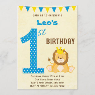 Niedliche Löwe Einladung zum ersten Geburtstag