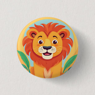 Niedliche Löwe Face Safari Wilder Dschungel Geburt Button