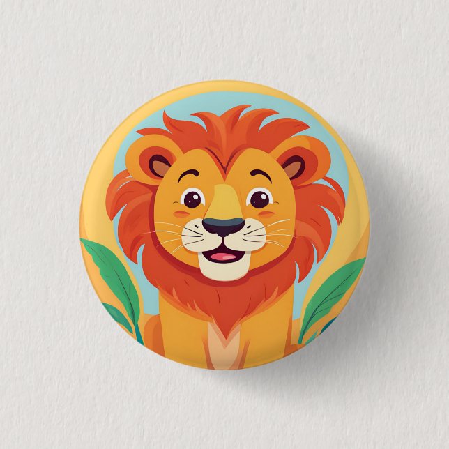 Niedliche Löwe Face Safari Wilder Dschungel Geburt Button (Vorderseite)