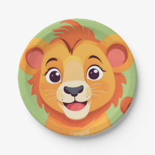 Niedliche Löwe Face Safari Wilder Dschungel Geburt Pappteller