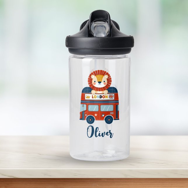 Niedliche Löwe im Londoner Doppelstockbus Trinkflasche (Von Creator hochgeladen)