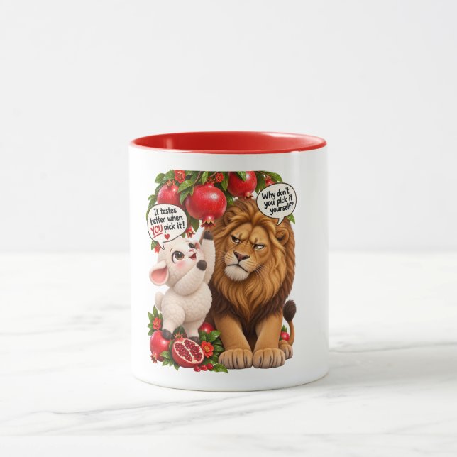 Niedliche Löwe & Lamm Tasse (Zentrum)